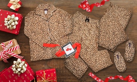 Angelina Leopard Print Fleece Pajama, Blanket Sets, Jumpsuit, or Sleep Bottoms