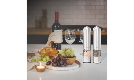 2psc Kitchen Stainless Automatic Salt Pepper Spice Mill Grinder Sliver