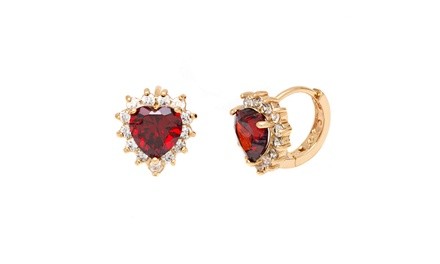 Ruby Heart with Omega Back Closure in 18K Gold Plating