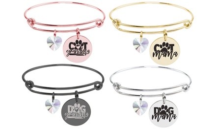 Pet Lover Bangle Made with Swarovski Crystals By Pink Box