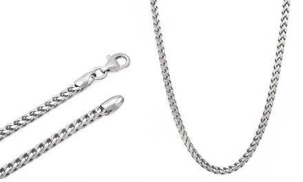 Men's Italian Made Franco Chain in 18K White Gold & Gold Plating Over Sterling Silver by Verona