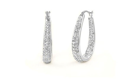 18K White Gold Plated Hoops with Swarovski Elements