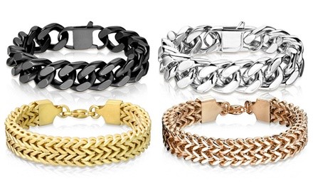 Men's Stainless Steel Square Curb Chain Bracelet