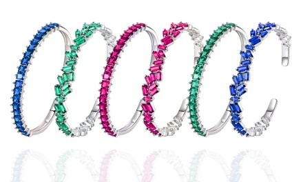 Peermont Lab-Created Emerald, Ruby, or Blue Sapphire Stackable Cuff Bangle