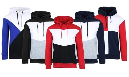 Galaxy By Harvic Men's Fleece-Lined Pullover Hoodie with Contrasting Panels (S-2XL)