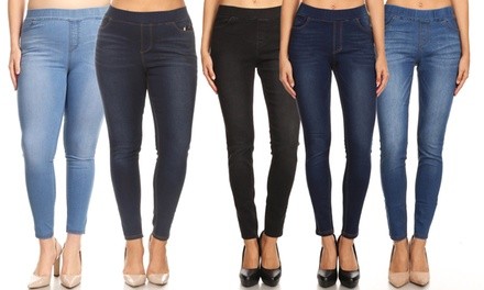 JVINI Women's Pull-on Slimming Denim Jeggings. Plus Sizes Available.