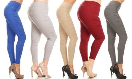 JVINI Women's High-Waist Pull-On Stretch Skinny Jeggings. Plus Sizes Available.
