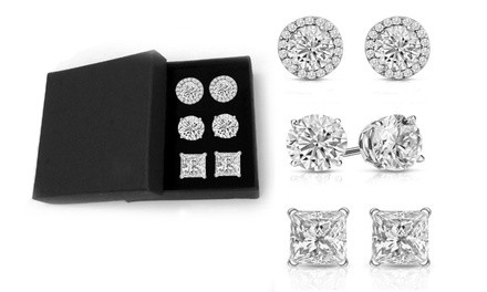 Set of 3 Solid Sterling Silver Stud Set w/ Gift Box made with Swarovski Elements by Mina Bloom