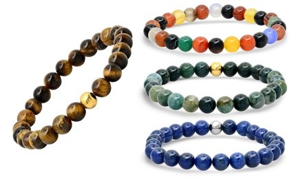 Men's Spiritual and Healing Stone Beaded Bracelet by Steeltime