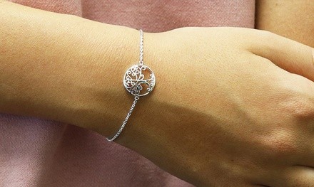 Italian Sterling Silver Adjustable Tree Of Life Bracelet by Verona