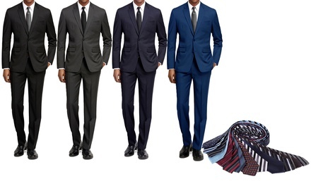 Braveman Slim Fit 2-Piece Suit with Free Tie