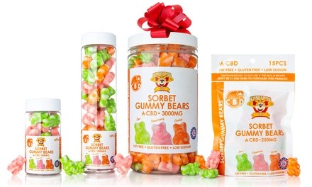 Fat-Free Sweet Sorbet CBD Gummy Bears from Kangaroo CBD (250mg-3000mg)