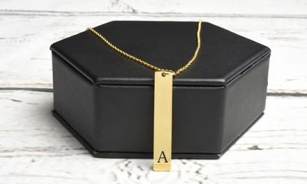 Vertical Initial Bar Necklace by Pink Box - Multiple Colors Available