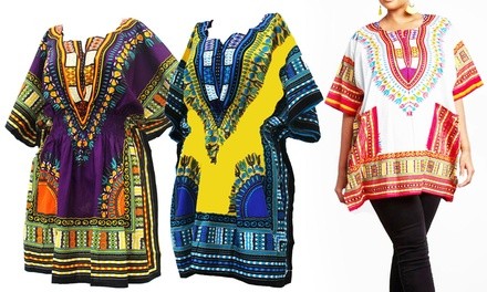 Women's Cotton Dashiki Top Tunic. Plus Sizes Available. 