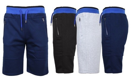 2-Pack Men's Slim-Fit Fleece Zipper Pocket Jogger Shorts (S–2XL)
