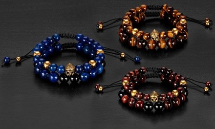 Natural Stone Shocker Tie and Spartan Bead Bracelet 2-Piece Set