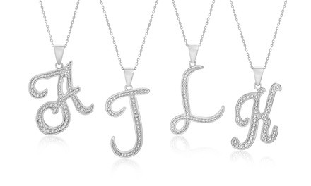 Diamond Accent Script Initial Pendant Necklace by Diamante