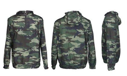 LeeHanTon Men's Camo Waterproof Windbreaker Pullover Hoody (XS-XL)