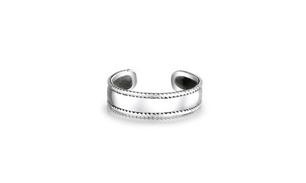 Braided Edge Bali Style Midi Toe Ring Plain Silver Sterling Mid Finger