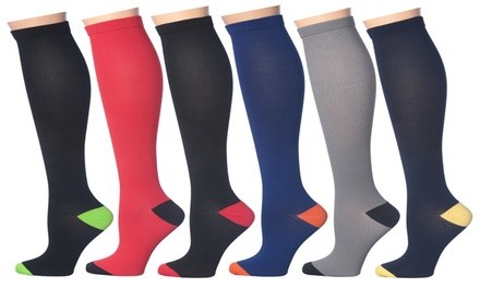 Rexx Support and Recovery Knee-High Compression Socks (6 Pairs)