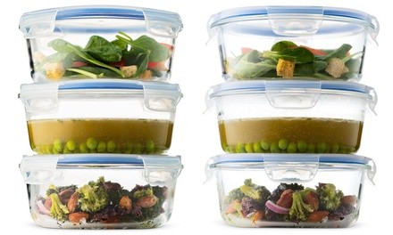 FineDine Glass Food Storage Container with Lid (32 Oz.; 3- or 6-Pack)