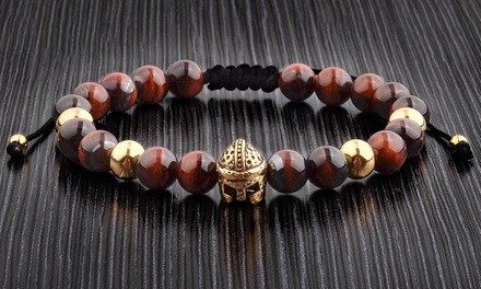 Men's Spartan and Metal Natural Stone Beaded Bracelets