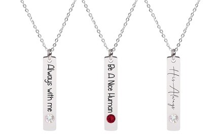 Vertical Bar Inspirational Necklace Made With Swarovski Crystals By Pink Box