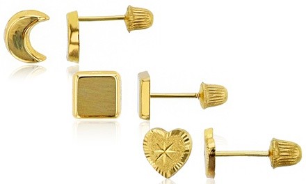 14K Yellow Gold Screw Back Earrings by DECADENCE