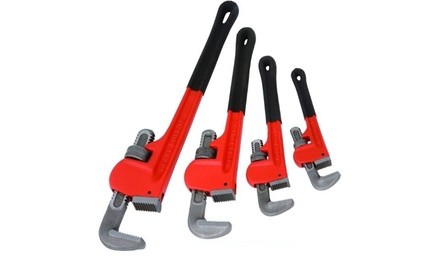 Heavy Duty Pipe Wrench 4pc Adjustable Set 8