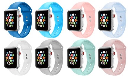 Silicone Sport Replacement Band for Apple Watch Series 1, 2, 3, 4, & 5