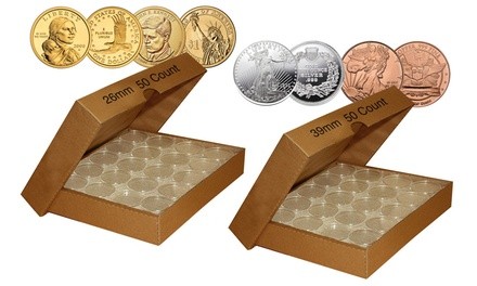 Direct-Fit Airtight Coin Capsule Holders with Box (50-Count)