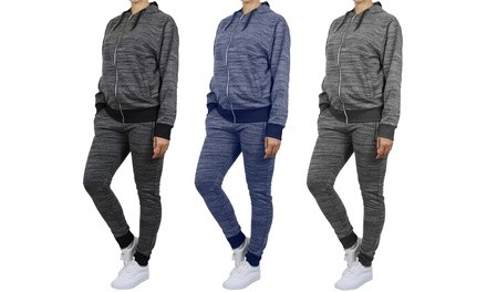 Women's Tech Fleece Joggers and Hoodie or Sweater Jacket Set (2-Piece)