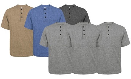 3-Pack Victory Men's Fortified Cotton Long-Hem Henley (Tall Sizes Available)