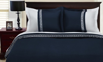 Superior Emma Greek Key Design Duvet Cover Set (3-Piece). Multiple Options Available.