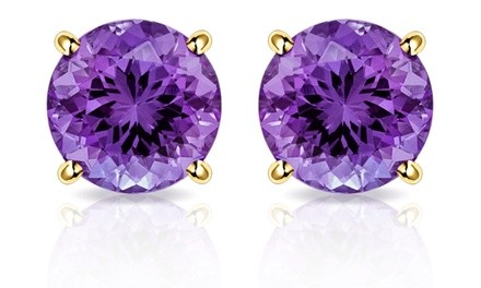 MUIBLU Gems 2.00 CTTW 10K Gold Genuine Amethyst Stud Earrings