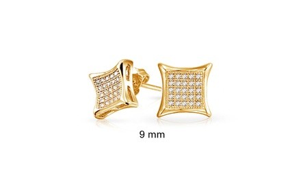 Bling Jewelry Kite Shaped White CZ Stud earrings Gold Vermiel 