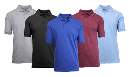 Galaxy By Harvic Men's Short-Sleeve Pique Uniform Polos (2-Pack). Extended Sizes Available.