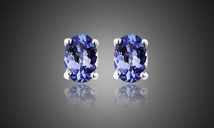 Genuine Tanzanite Round or Oval Cut Studs by Valencia Gem (1 or 2 Pairs)