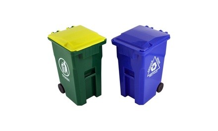 Mini Curbside Trashcan and Recycle Bin Pencil Holders Set (2-Piece)