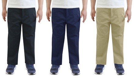 Boy's Flat Front School Uniform and Casual Pants (3-Pack)