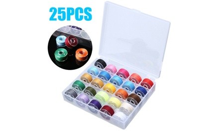 25pcs Sewing Thread Set with Plastic Bobbins Sewing Machine Spools Case