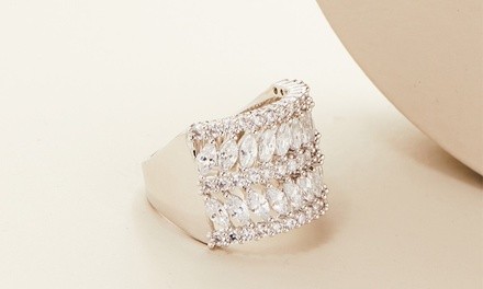 Marquise and Round Cut Crystal Ring made with Swarovski Elements