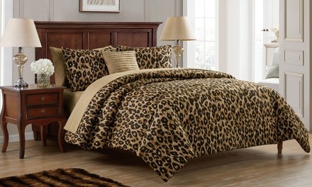 Animal-Print Reversible Comforter and Sheet Set or Quilt Set