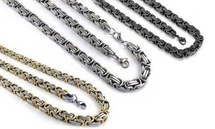 Men's Stainless Steel Byzantine Necklace. (Multiple Options Available)