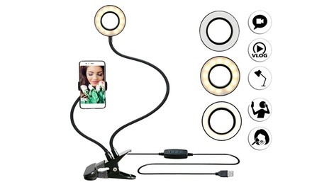 LED Ring Light with Cell Phone Holder for Stream Live Makeup Camera Fill Light