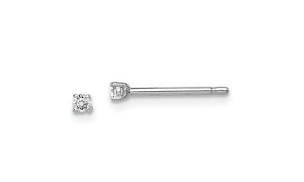 925 Sterling Silver 2 MM Princess White Cubic Zirconia Stud Earrings