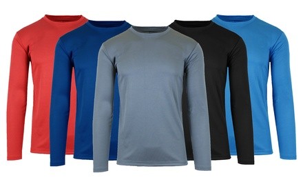 Men's Long Sleeve Performance Crew Neck Moisture Wicking Tee (2-Pack, S-2XL)