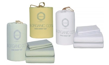 Organic Cotton AURAA Comfort Washed Percale Sheet Set