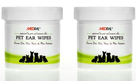 MedPal Pet Ear Cleansing Wipes for Dogs and Cats (1- or 2-Pack)