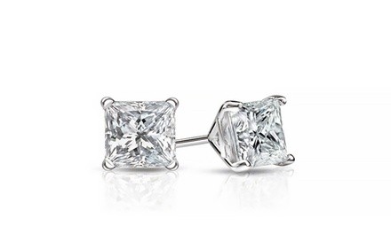 Mina Bloom 2.00 CTTW Princess Cut Stud Earrings Made with Swarovski Elements